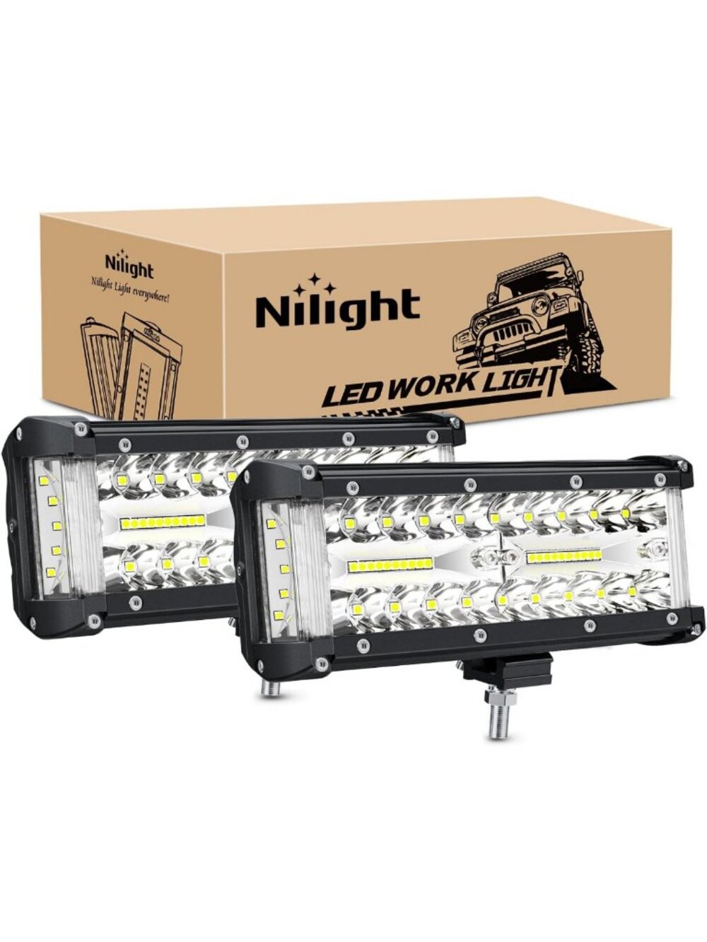 7 Inch LED Light Bar - Spot & Flood Combo, Triple Row, Off-Road Lighting, 2 PCS